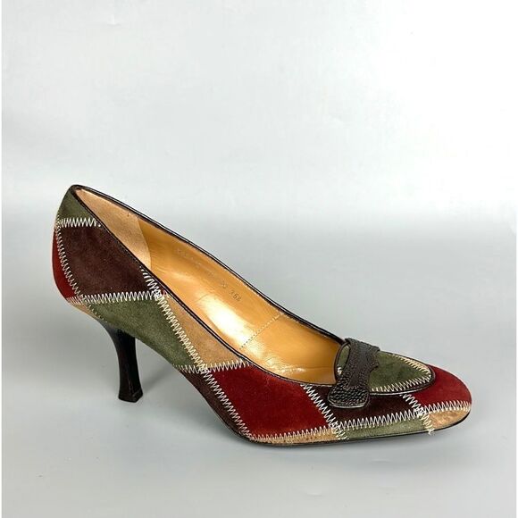 NWOB Valentino Caravani Italy Suede Leather Patchwork Color Block Pumps 365